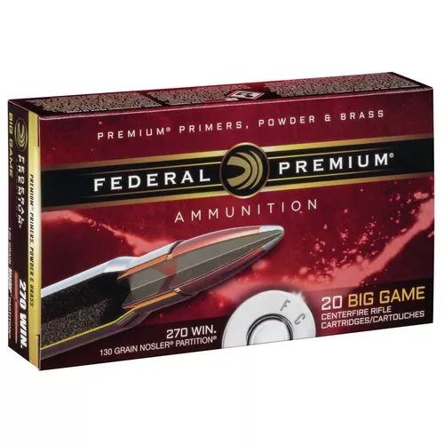 Federal P270P Premium270 Win 130 gr Nosler Partition (NP) 20 Bx/ 10 Cs