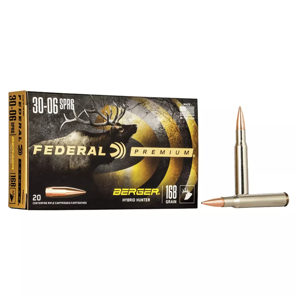 Federal P3006BCH1 Premium Berger Hybrid Hunter 30-06 Springfield 168 gr Berger Hybrid Hunter 20 Bx/ 10 Cs