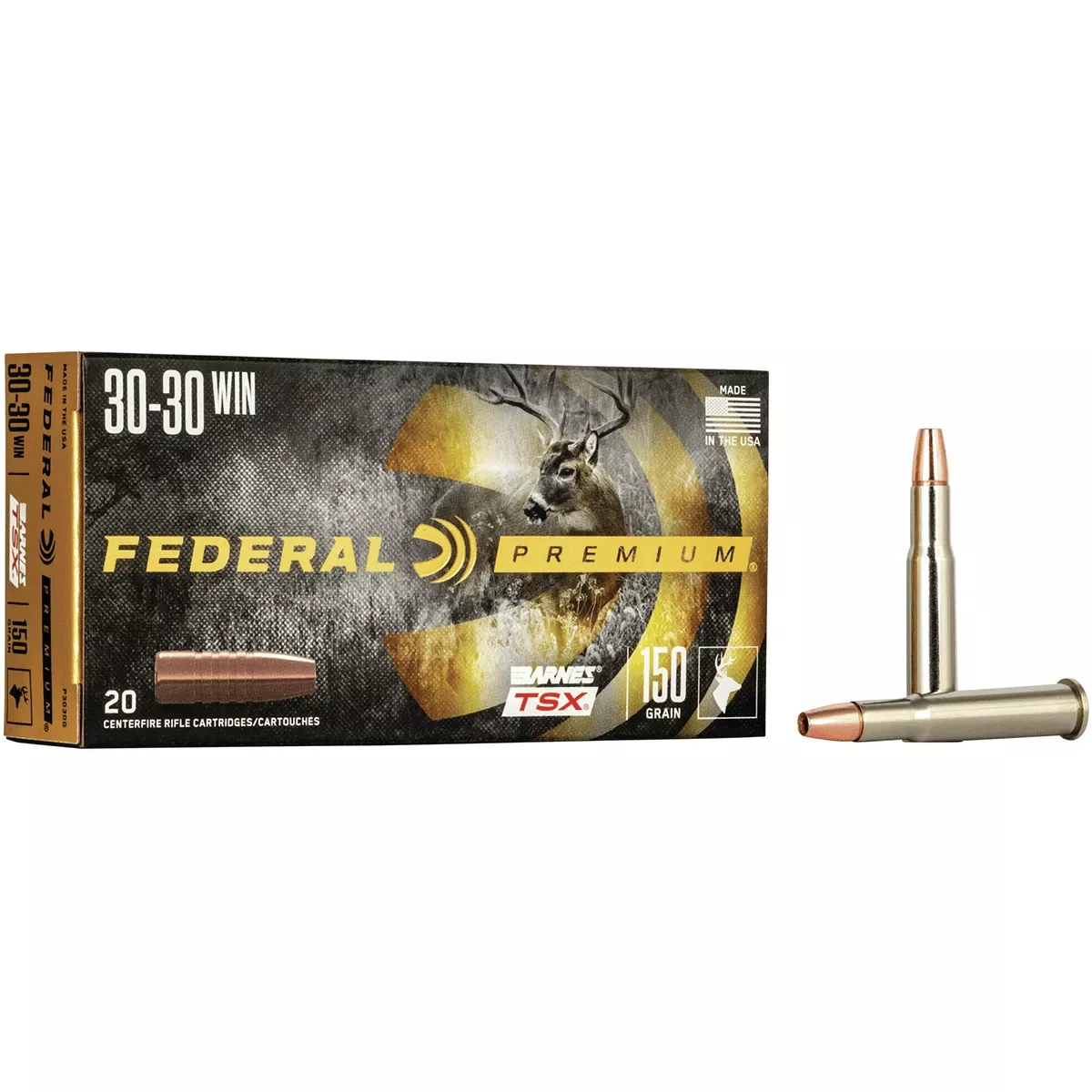 Federal P3030G Premium30-30 Win 150 gr Barnes TSX Lead Free 20 Bx/ 10 Cs
