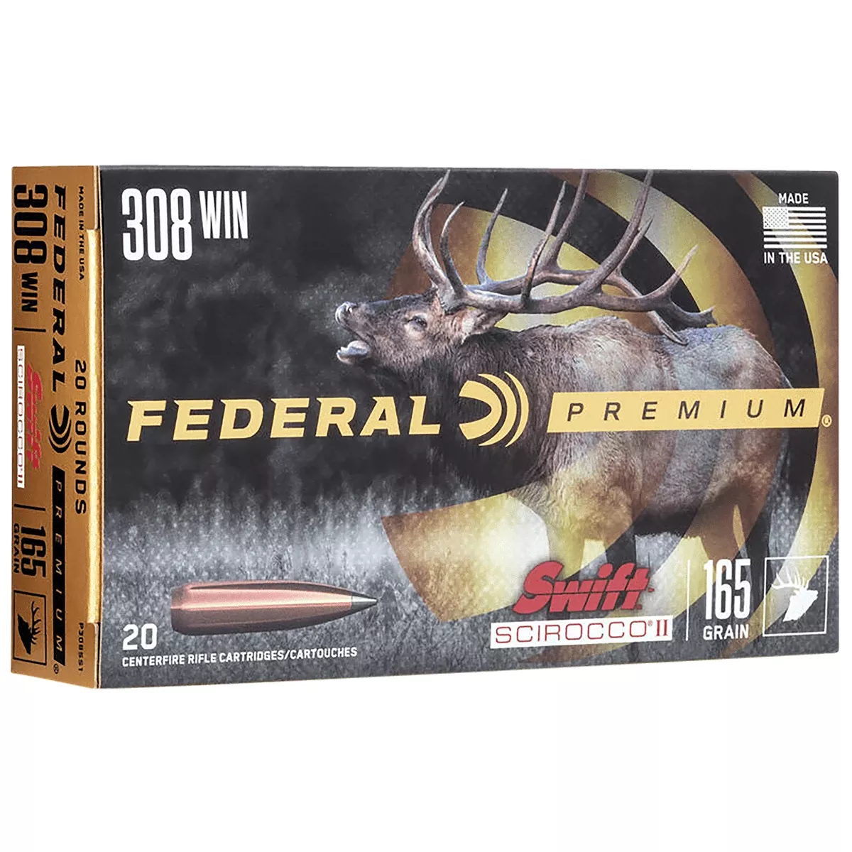 Federal P308SS1 Premium308 Win 165 gr Swift Scirocco II 20 Bx/ 10 Cs