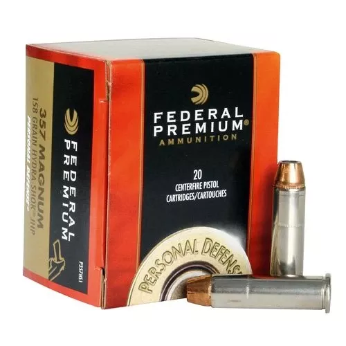 Federal P357HS1 Premium Personal Defense 357 Mag 158 gr Hydra-Shok Jacketed Hollow Point 20 Bx/ 25 Cs