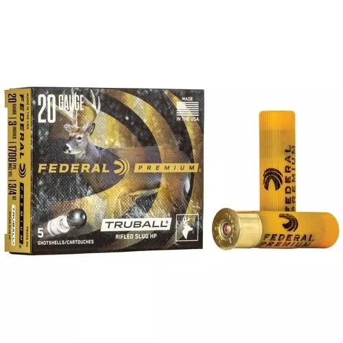 Federal PB209RS Premium Vital-Shok TruBall 20 Gauge 3" 3/4 oz Rifled Slug Shot 5 Per Box