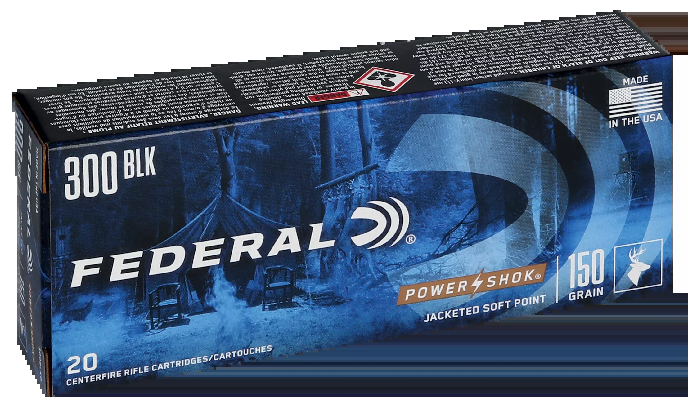 Federal Power-Shok 300 Blackout 150gr Jacketed Soft Point 20 Rd - Box or Case