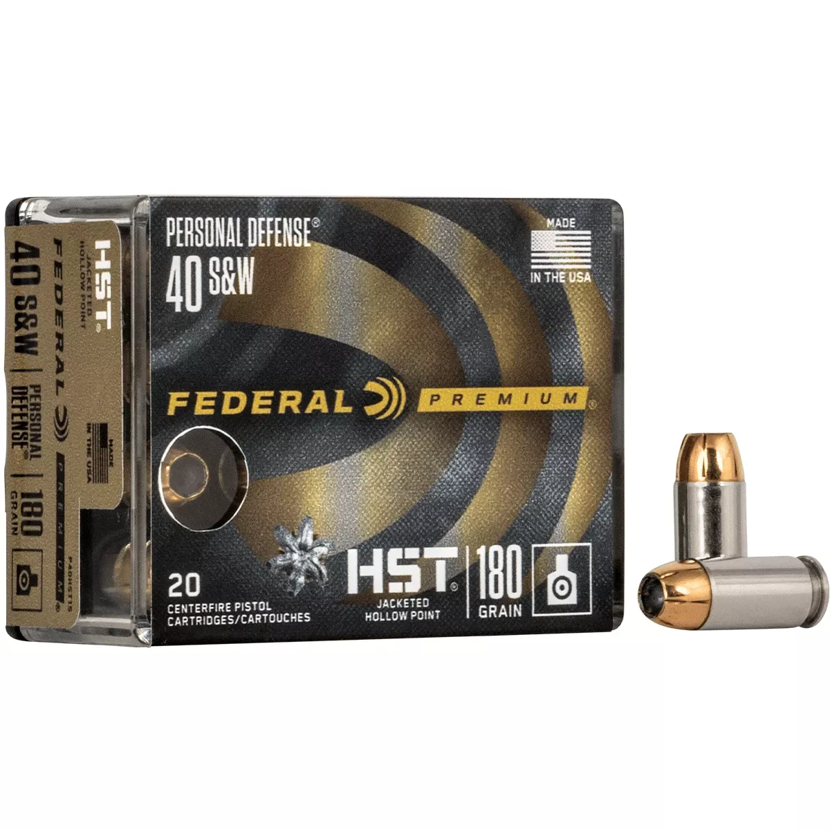 Federal Premium Personal Defense 40 S&W 180 gr HST Jacketed Hollow Point Handgun Ammo