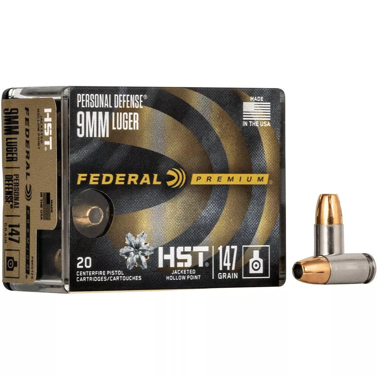 Federal Premium Personal Defense 9mm Luger 147 gr HST Jacketed Hollow Point 20 Per Box