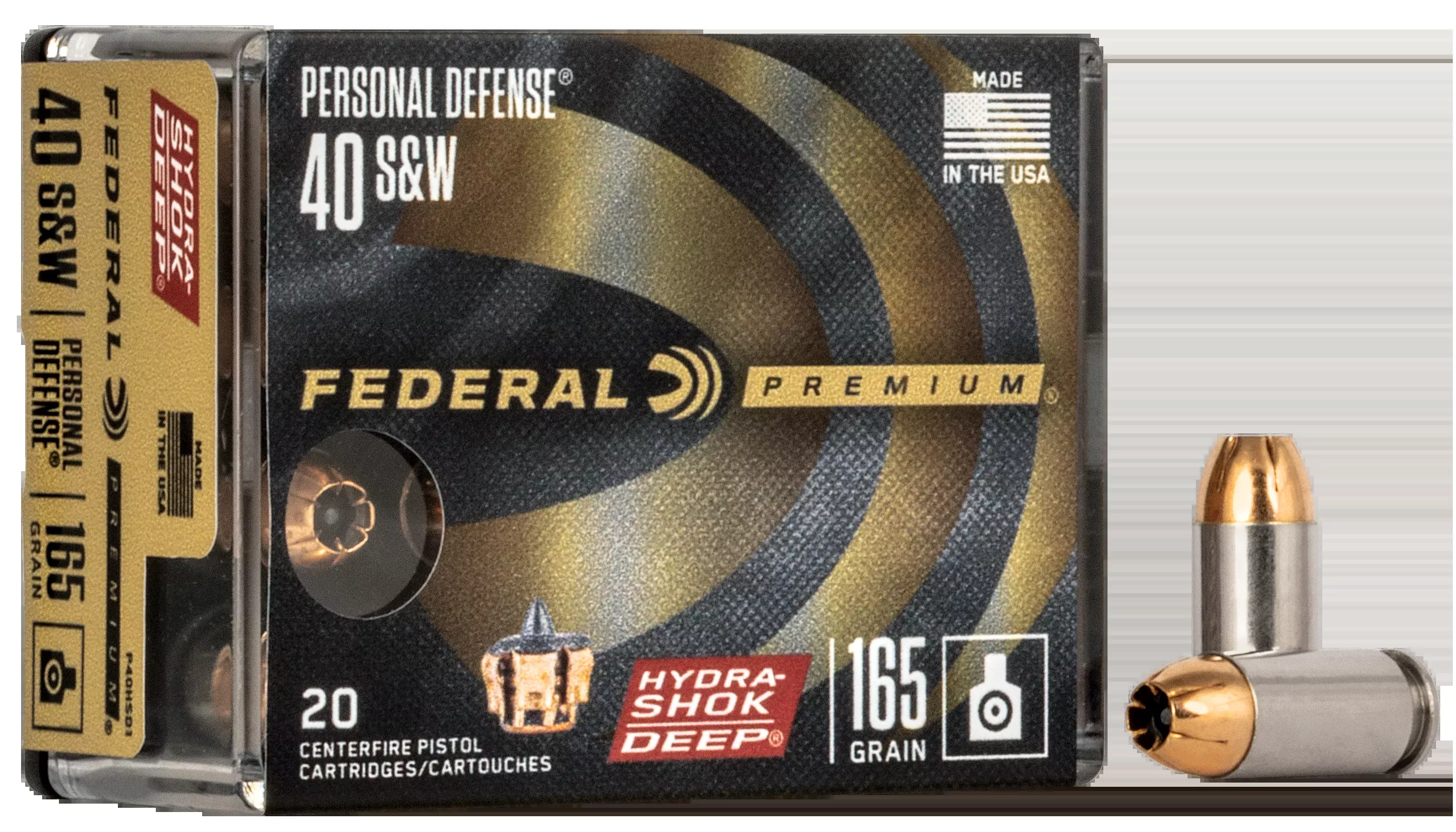 Federal Premium Personal Defense Hydra-Shok Deep 40 S&W 165gr JHP - Box or Case