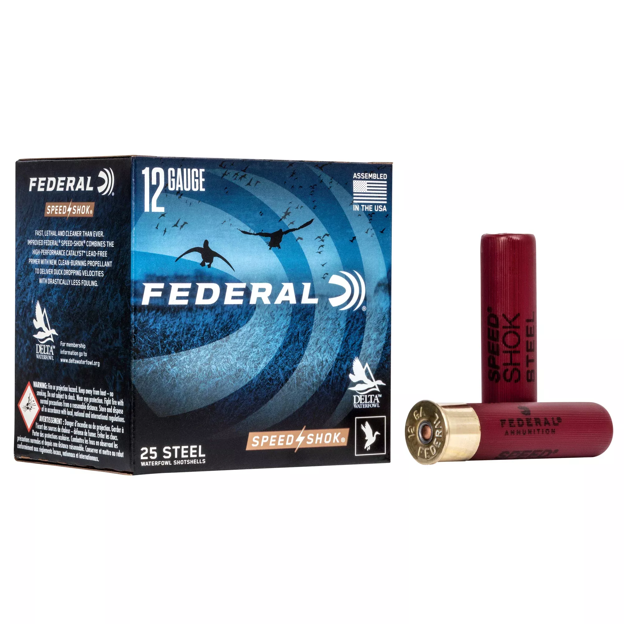 Federal Speed-Shok 12 Gauge 3-1/2in No. 3 Steel Waterfowl Shotshells, 25-Round Box WF133 3