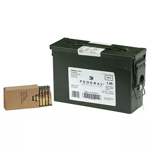 Federal XM855 5.56 NATO 420 rounds in Ammo Can and Stripper Clips