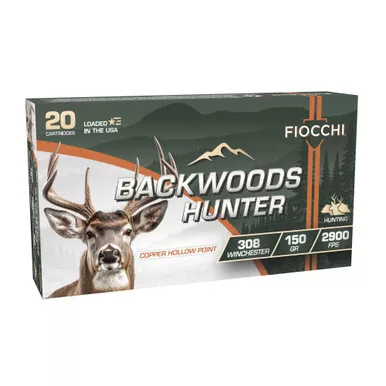 Fiocchi Ammunition Backwoods Hunter 308 Winchester 150 Grain Copper Hollow Point - 20 Round Box