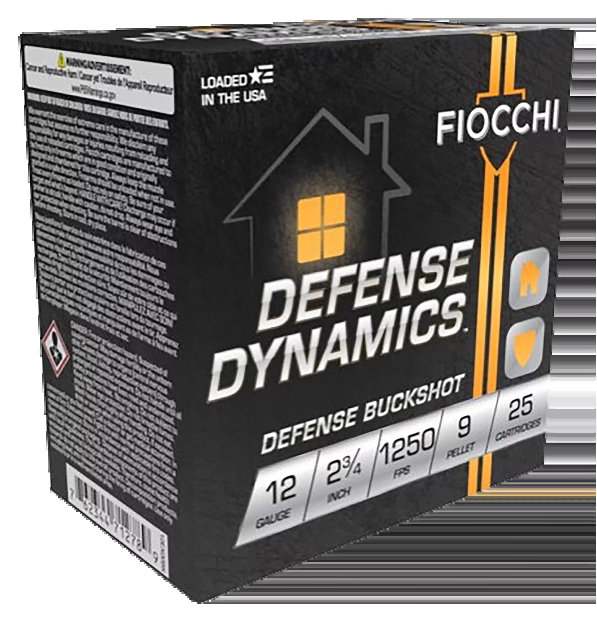 Fiocchi Defense Dynamics 12 Gauge 2.75" 9-Pellet #1 Buckshot 25 Bx - Box or Case