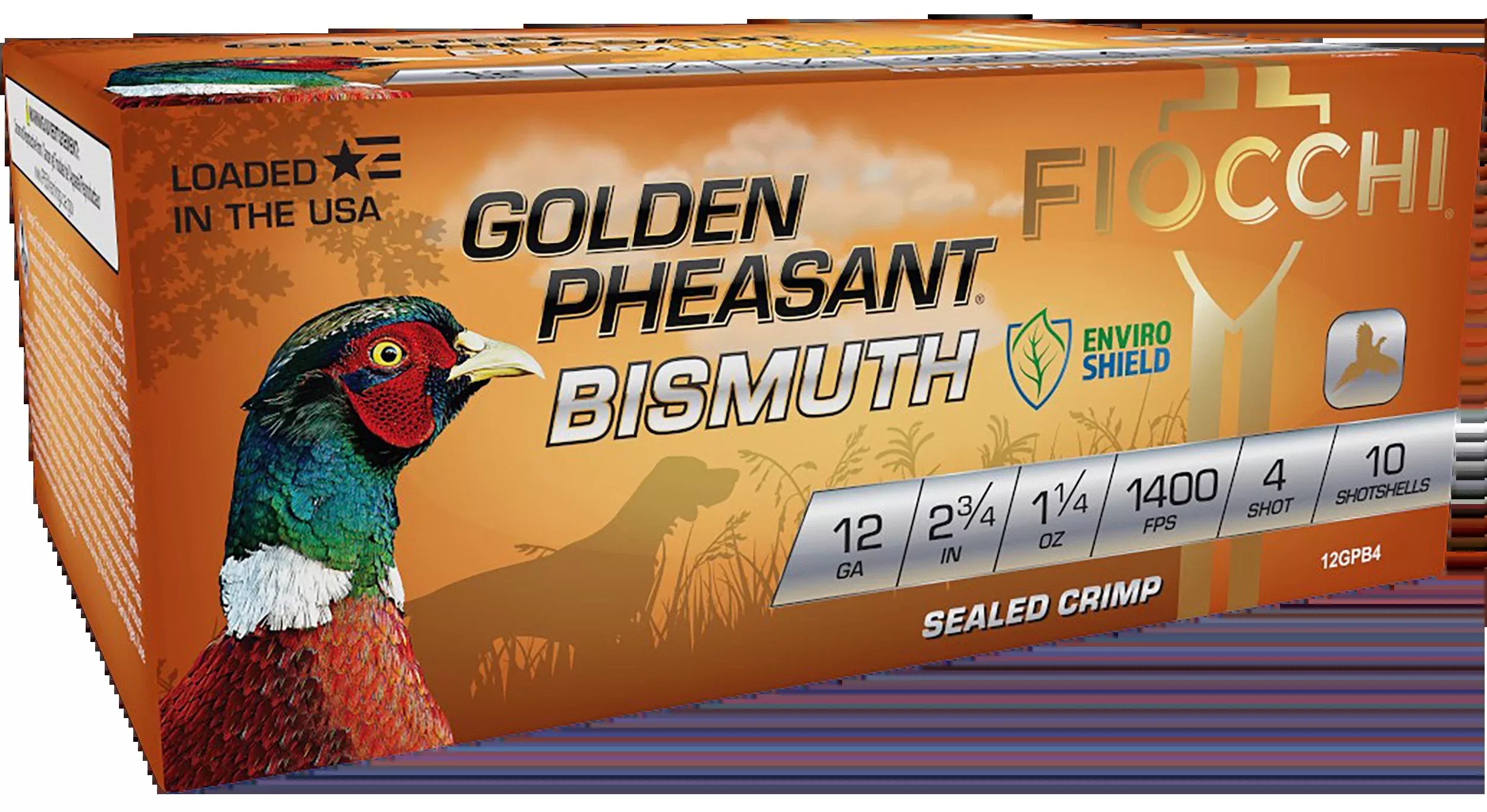 Fiocchi Golden Pheasant Bismuth 12 Gauge 2.75" 1-1/4oz #4 Shot 10 Bx/10 Cs - Box or Case