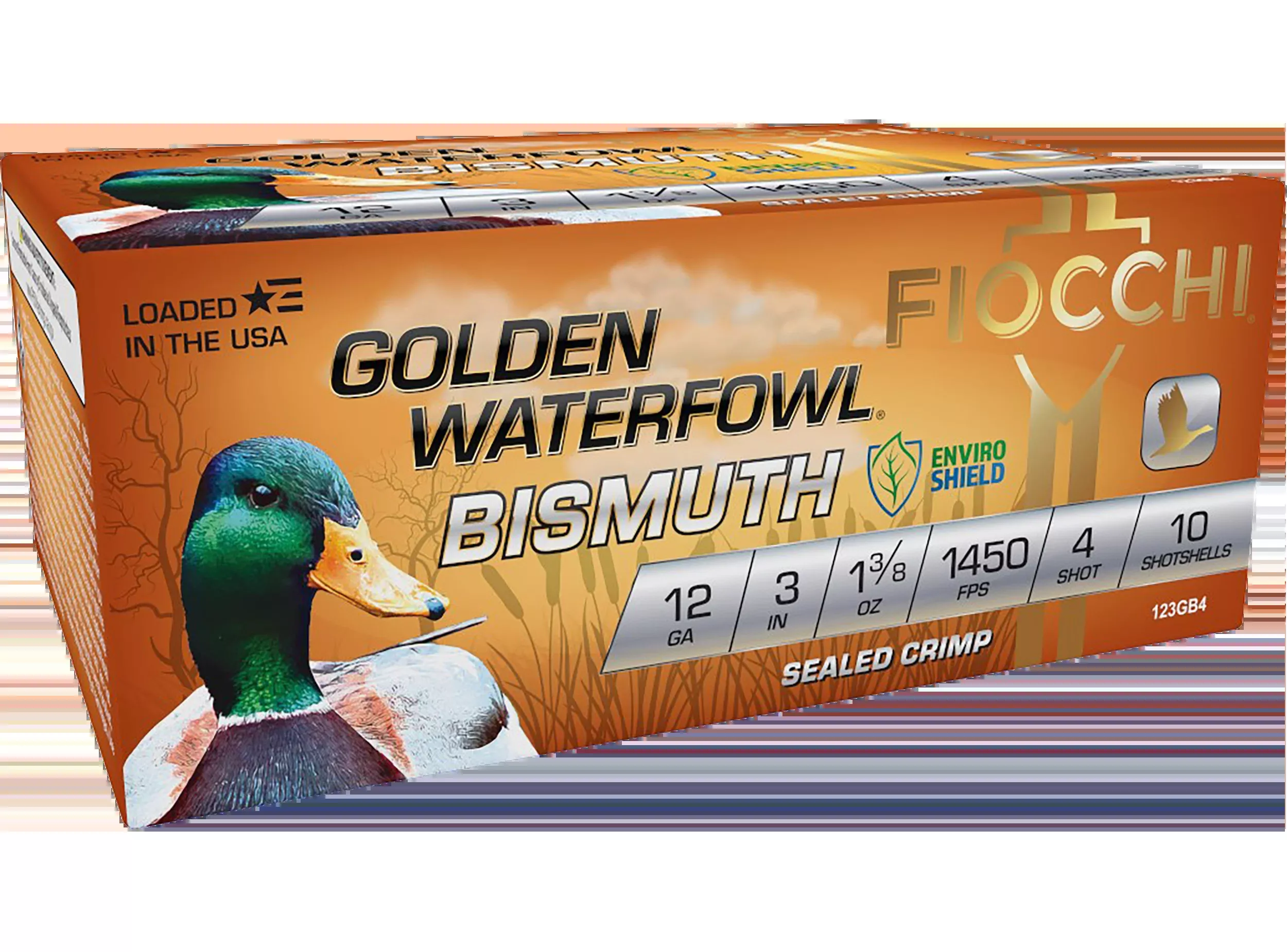 Fiocchi Golden Waterfowl Bismuth 12 Gauge 3" 1 3/8 oz #4 Shot 10 Rds - Box or Case