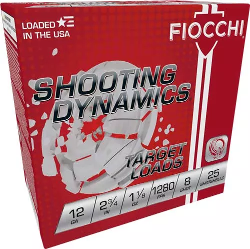 Fiocchi Shooting Dynamics 12 Gauge 2.75" 1-1/8oz #8 Shot 1280 FPS 250 Rd Case