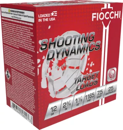 Fiocchi Target Shooting Dynamics 12 Gauge 2.75" 1-1/8oz #7.5 Shot 1165 fps - 250 Rd Case
