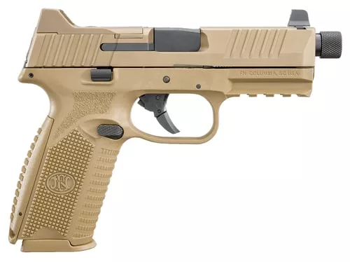 FN 66100383 509T9mm Luger 10+1 4.50" Black Steel Threaded Barrel, Flat Dark Earth Optic Cut/Serrated Stainless Steel Slide, Flat Dark Earth Polymer Frame w/Picatinny Rail