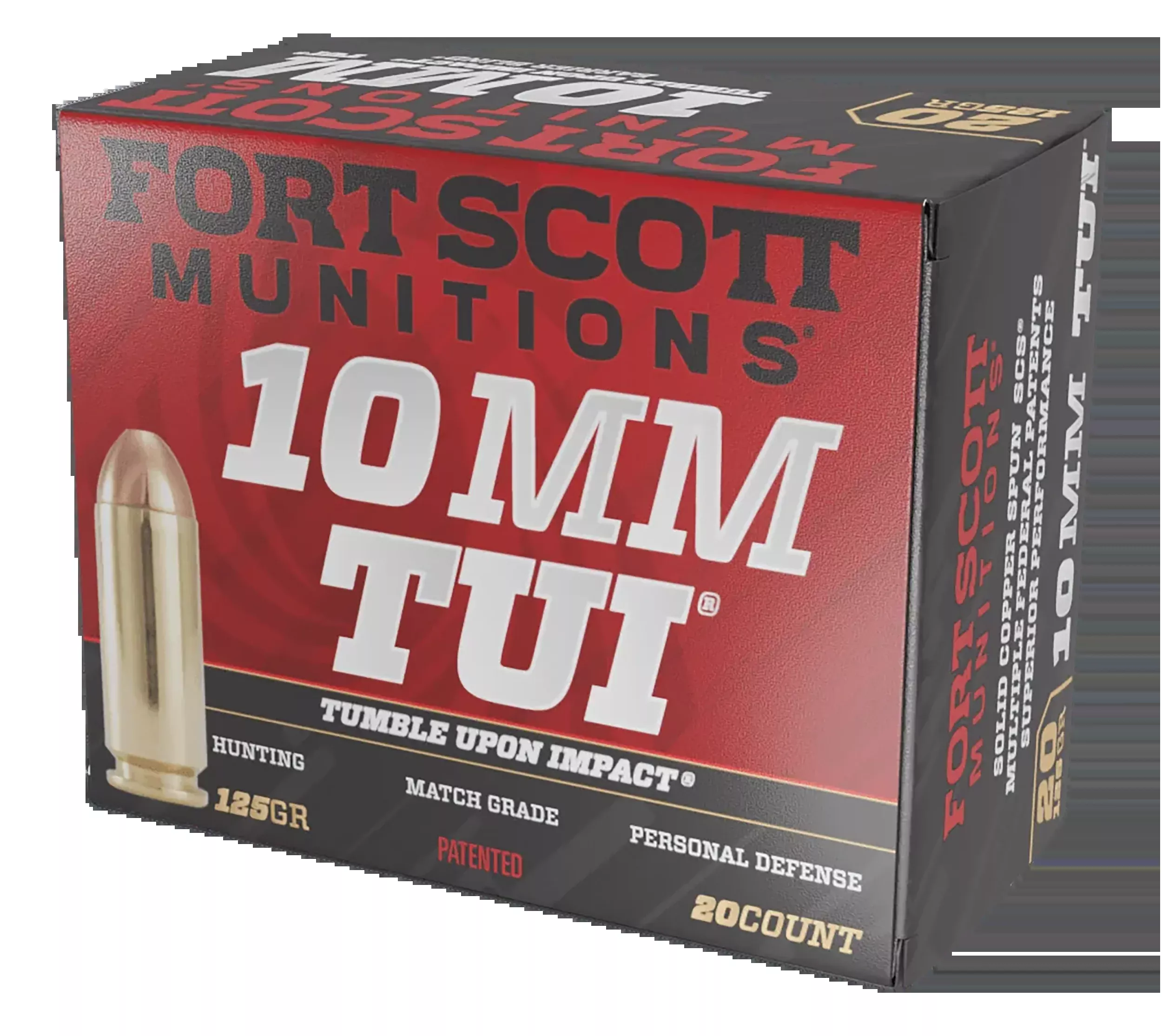 Fort Scott Munitions Tumble Upon Impact (TUI) 10mm Auto 125 gr Solid Copper Spun - Box or Case