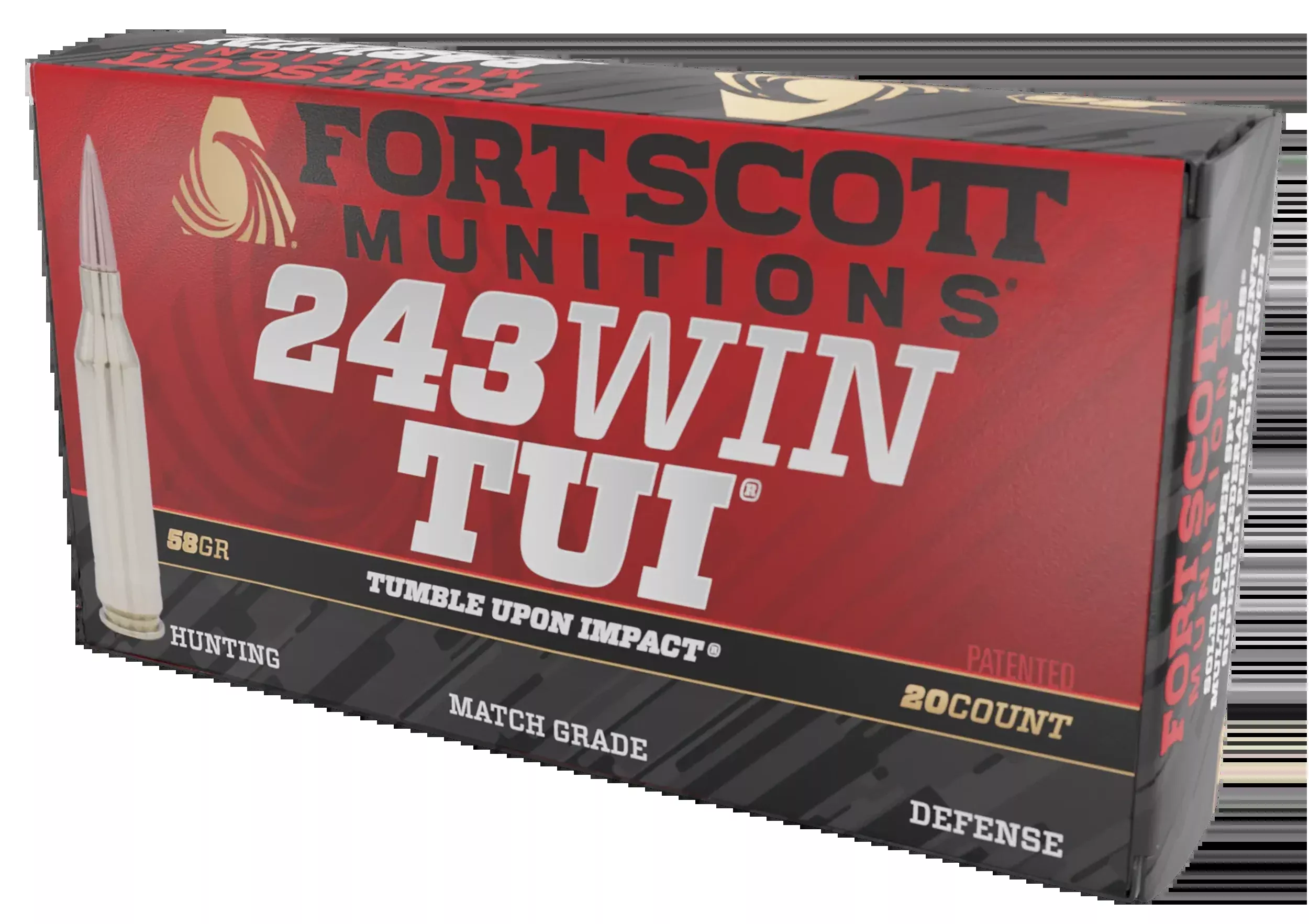 Fort Scott Munitions Tumble Upon Impact (TUI) 243 Win 58 gr Solid Copper Spun - Box or Case