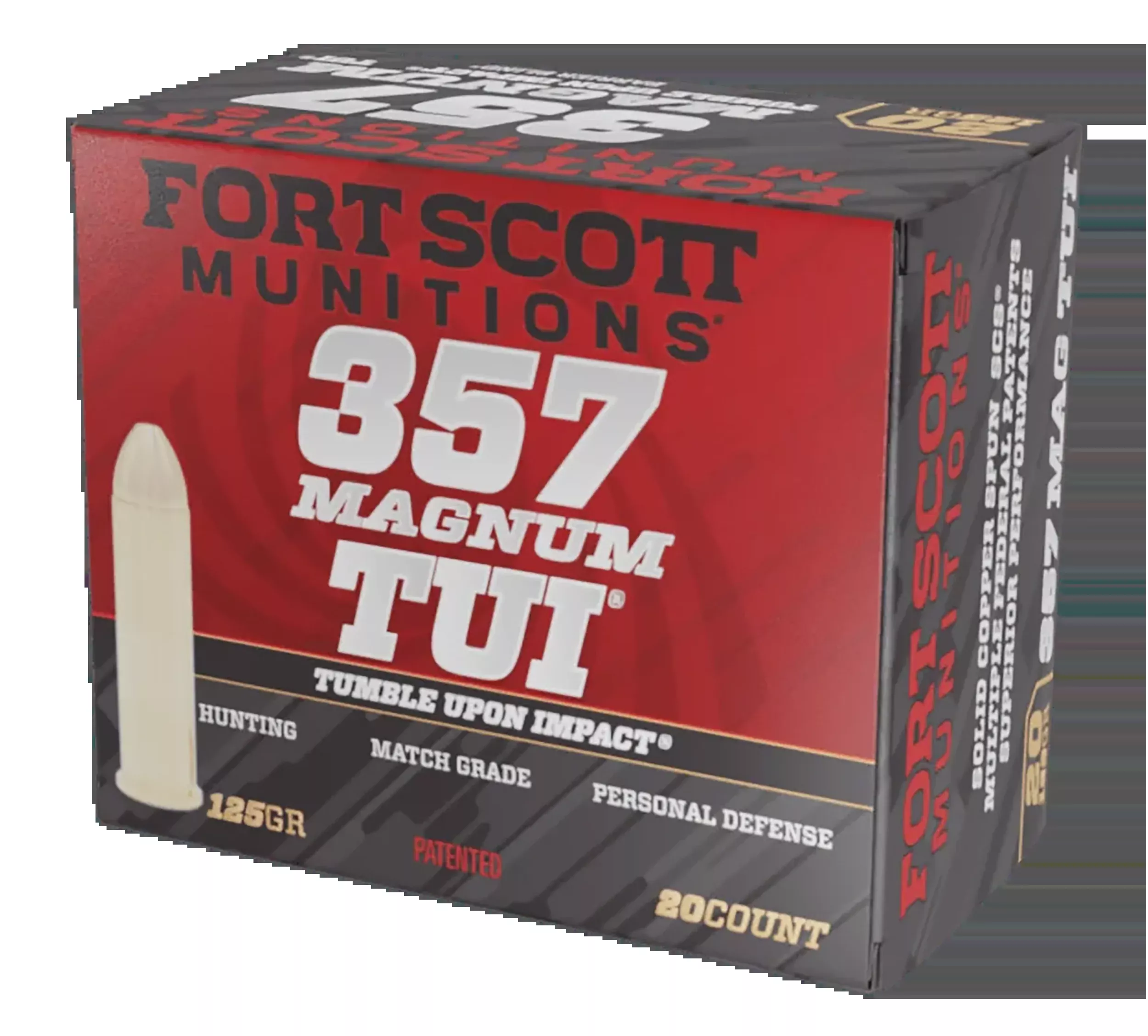 Fort Scott Munitions Tumble Upon Impact (TUI) 357 Mag 125 gr Solid Copper Spun - Box or Case