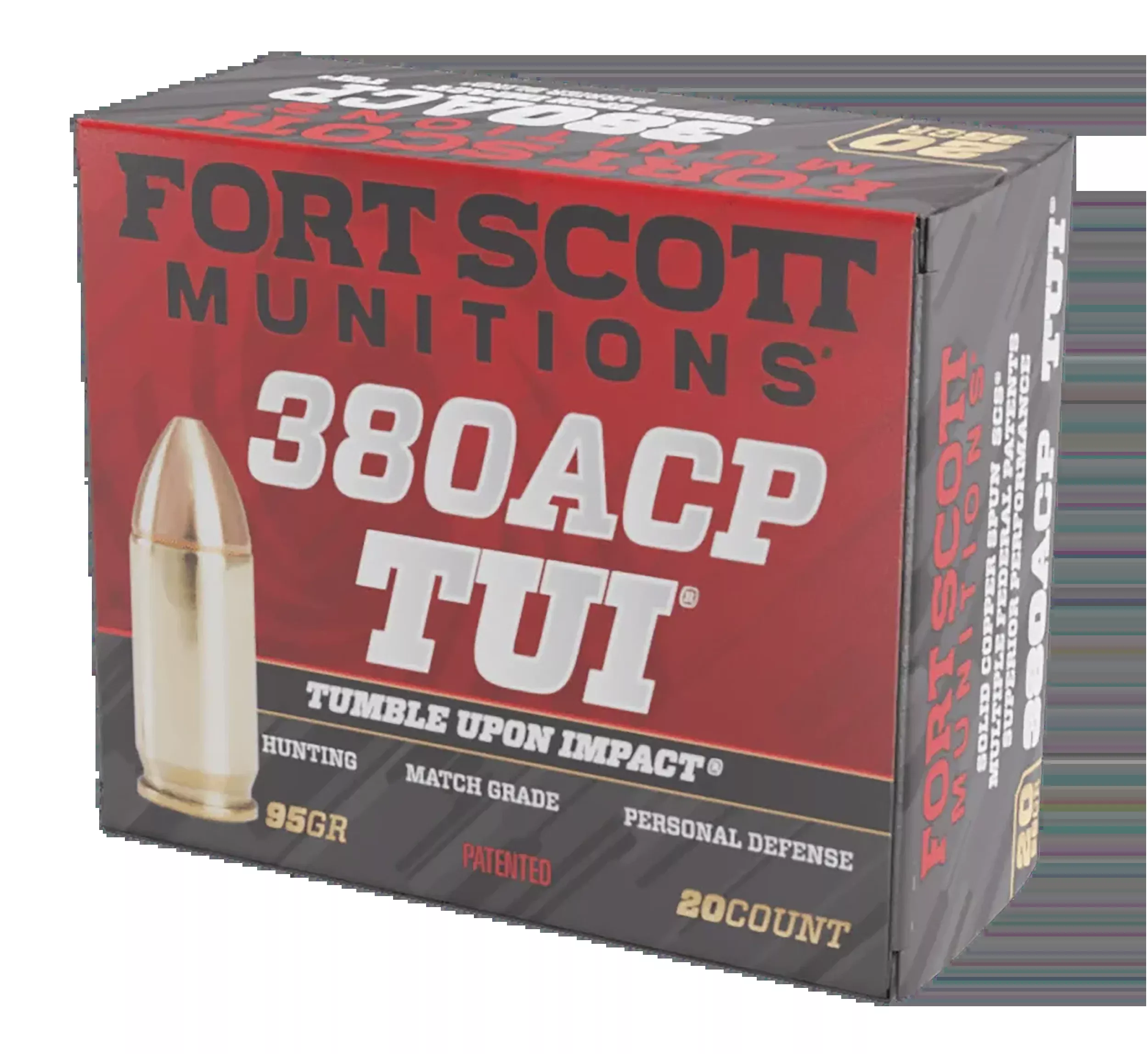 Fort Scott Munitions Tumble Upon Impact (TUI) 380 ACP 95 gr Solid Copper Spun - Box or Case
