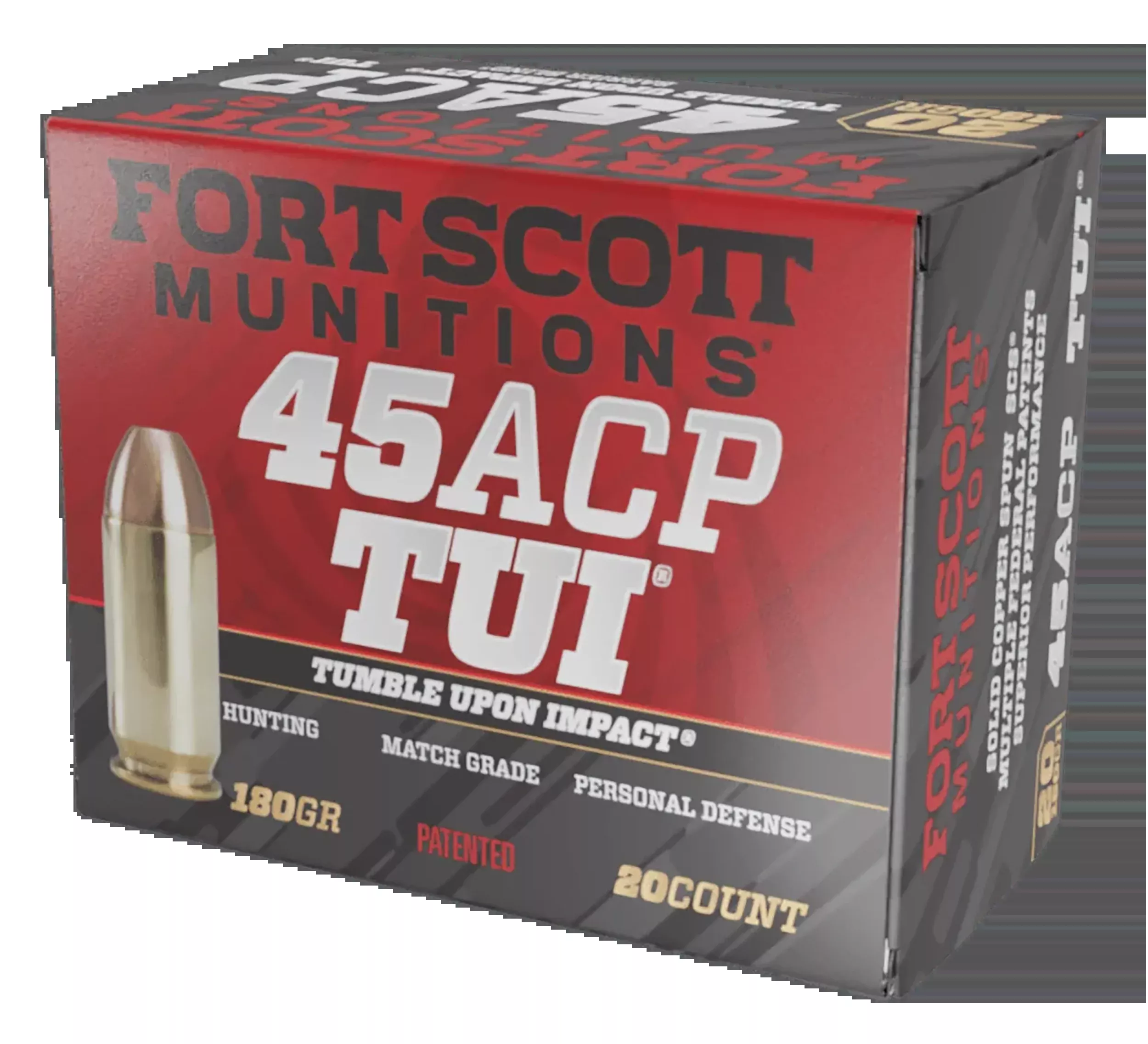 Fort Scott Munitions Tumble Upon Impact (TUI) 45 ACP 180 gr Solid Copper Spun - Box or Case