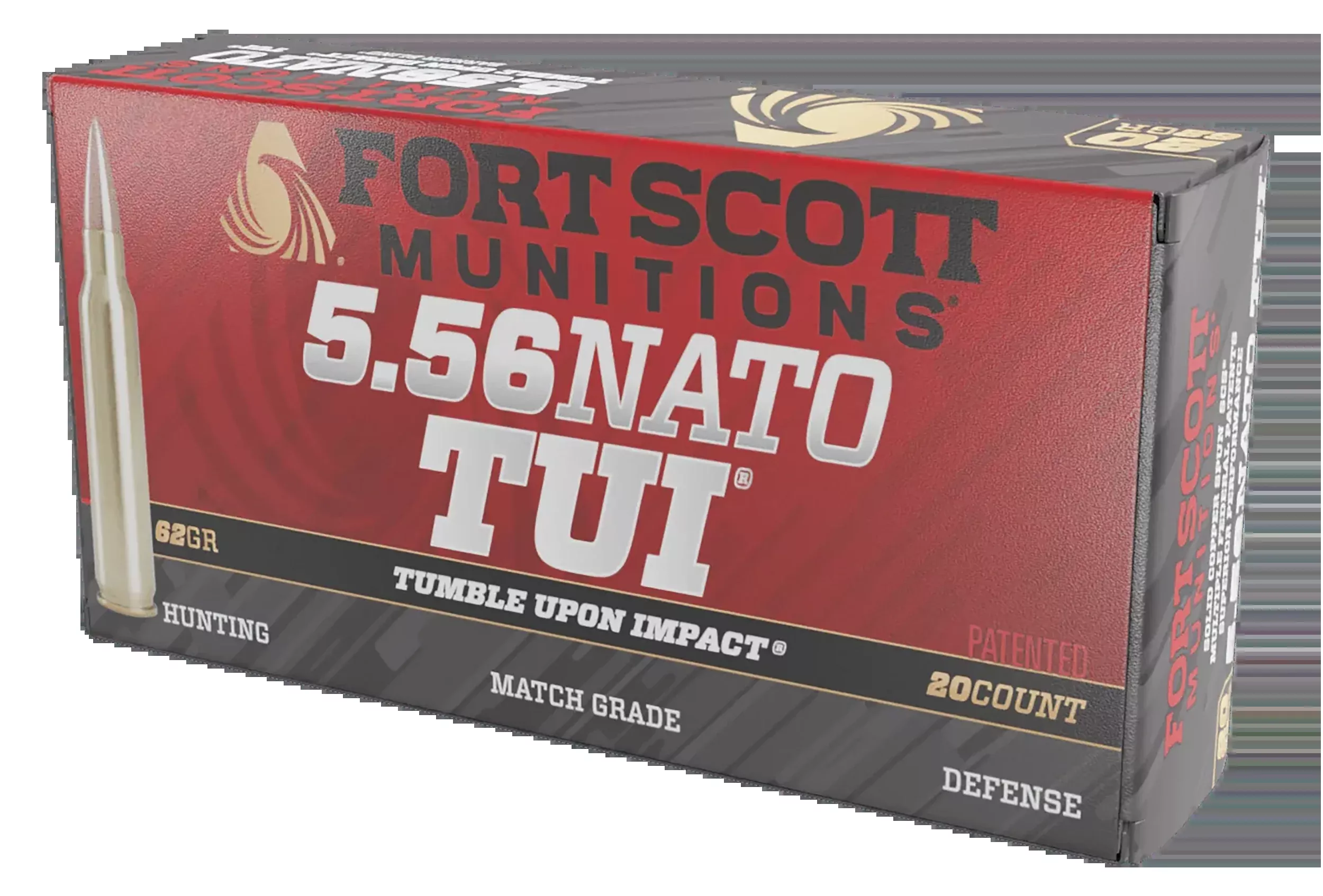 Fort Scott Munitions Tumble Upon Impact (TUI) 5.56x45mm NATO 62gr Solid Copper Spun - Box or Case