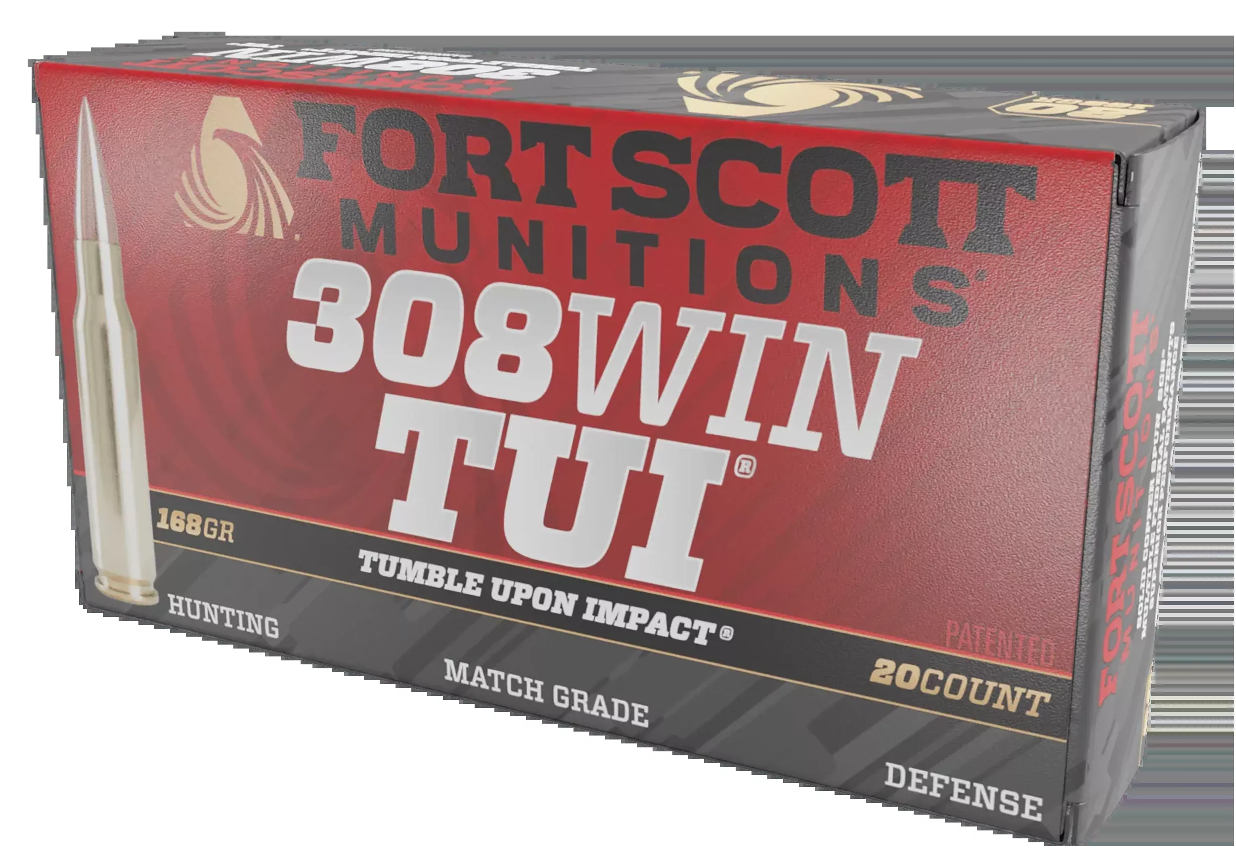 Fort Scott Munitions Tumble Upon Impact (TUI) Brush Hog 308 Win 168 gr Solid Copper Spun - Box or Case