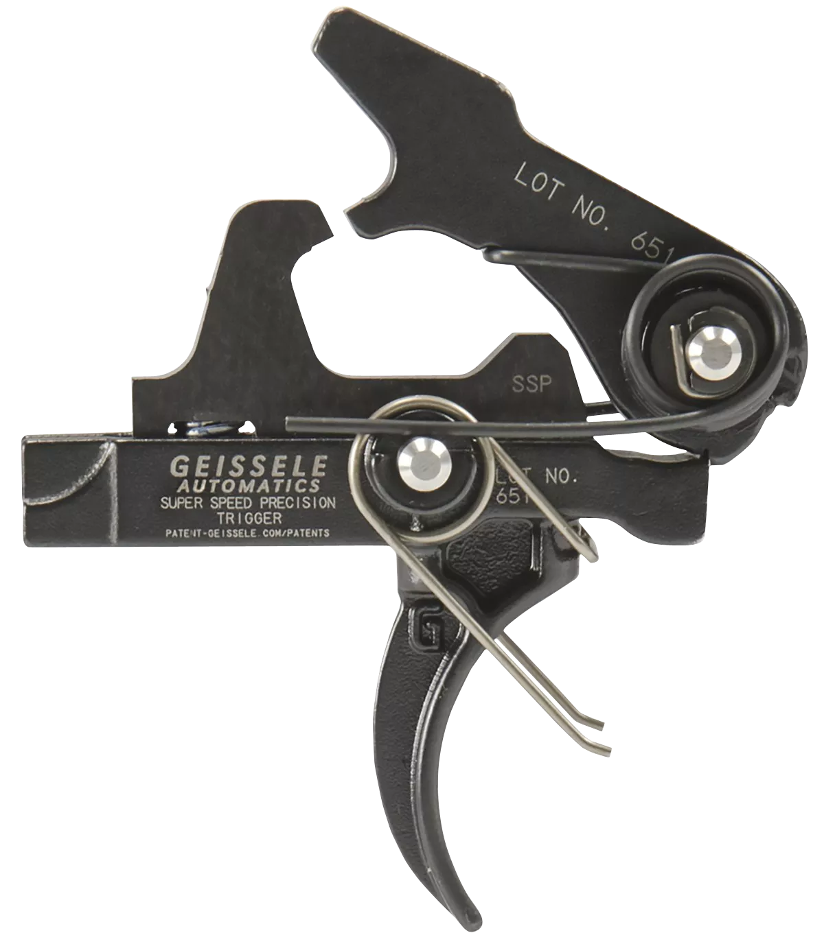 Geissele Automatics 05400 SSPSingle-Stage Curved Trigger with 3-3.75 lbs Draw Weight & Black Oxide Finish for AR-Platform