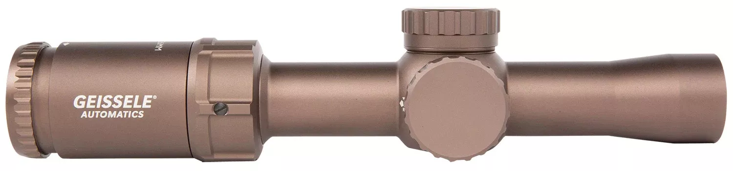 Geissele AutomaticsSuper PrecisionDesert Dirt Anodized 1-6x 26mm 30mm Tube Illuminated DMRR-1 Reticle
