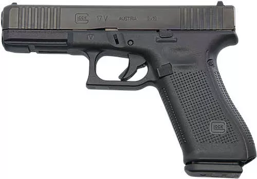 Glock G17 V Standard Frame 9mm Luger 10+1 4.49" Black GMB Barrel, Black nDLC Steel Serrated Slide, Black Polymer Frame w/Accessory Rail, Textured Polymer Grip, Ambidextrous