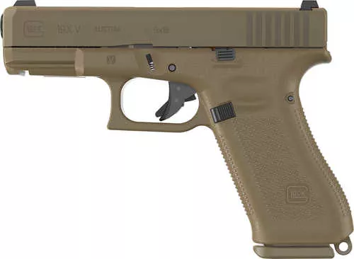 Glock G19X V 9mm Luger 10+1 4.02" Black GMB Barrel, Coyote nPVD Steel Serrated Slide, Coyote Brown Polymer Frame, Textured Polymer Grip, Ambidextrous