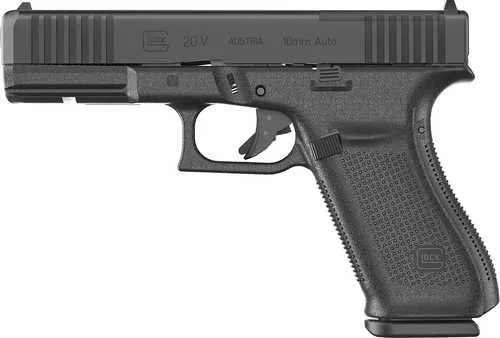Glock G20 V MOS Standard Frame 10mm Auto 10+1 4.61" Black GMB Barrel, Black nDLC Steel Optic Ready/Serrated Slide, Black Polymer Frame w/Accessory Rail, Textured Polymer Grip, Ambidextrous