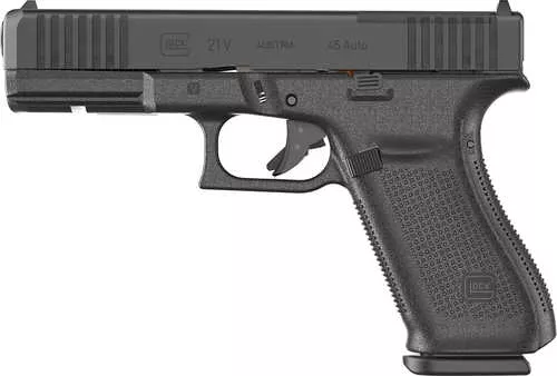 Glock G21 V MOS Full Size 45 ACP 10+1 4.61" Black GMB Barrel, Black nDLC Steel Optic Ready/Serrated Slide, Black Polymer Frame w/Accessory Rail, Textured Polymer Grip, Ambidextrous