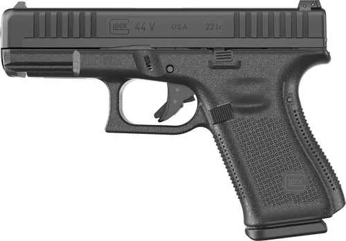 Glock G44 V Compact 22 LR 10+1 4.02" Black GMB Barrel, Matte Black Serrated Slide, Black Polymer Frame w/Accessory Rail, Interchangeable Backstrap Grip