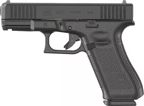 Glock G45 V Crossover 9mm Luger 10+1 4.02" Black GMB Barrel, Black nDLC Steel Serrated Slide, Black Polymer Frame w/Accessory Rail, Textured polymer Grip, Ambidextrous