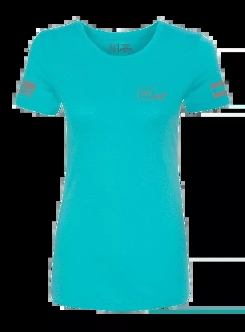 Glock Girl Flag Tee Medium Teal Cotton Blend T-Shirt