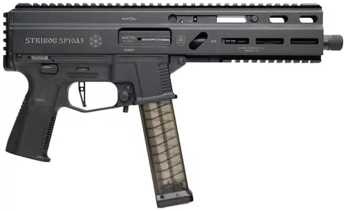 Grand Power 810091157152 SP10A3 Stribog 10mm Auto 20+1 8" Black Threaded Barrel, Black Aluminum Picatinny Rail Receiver, Rear picatinny Rail, Black Polymer Grip, Thread Protector