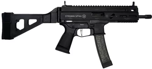 Grand Power 850003223056 SP9A1 Stribog 9mm Luger 30+1 8" Black Threaded Barrel M-LOK Handguard Black Aluminum Picatinny Rail Receiver SB Tactical Brace, Black Polymer Grip, Thread Protector