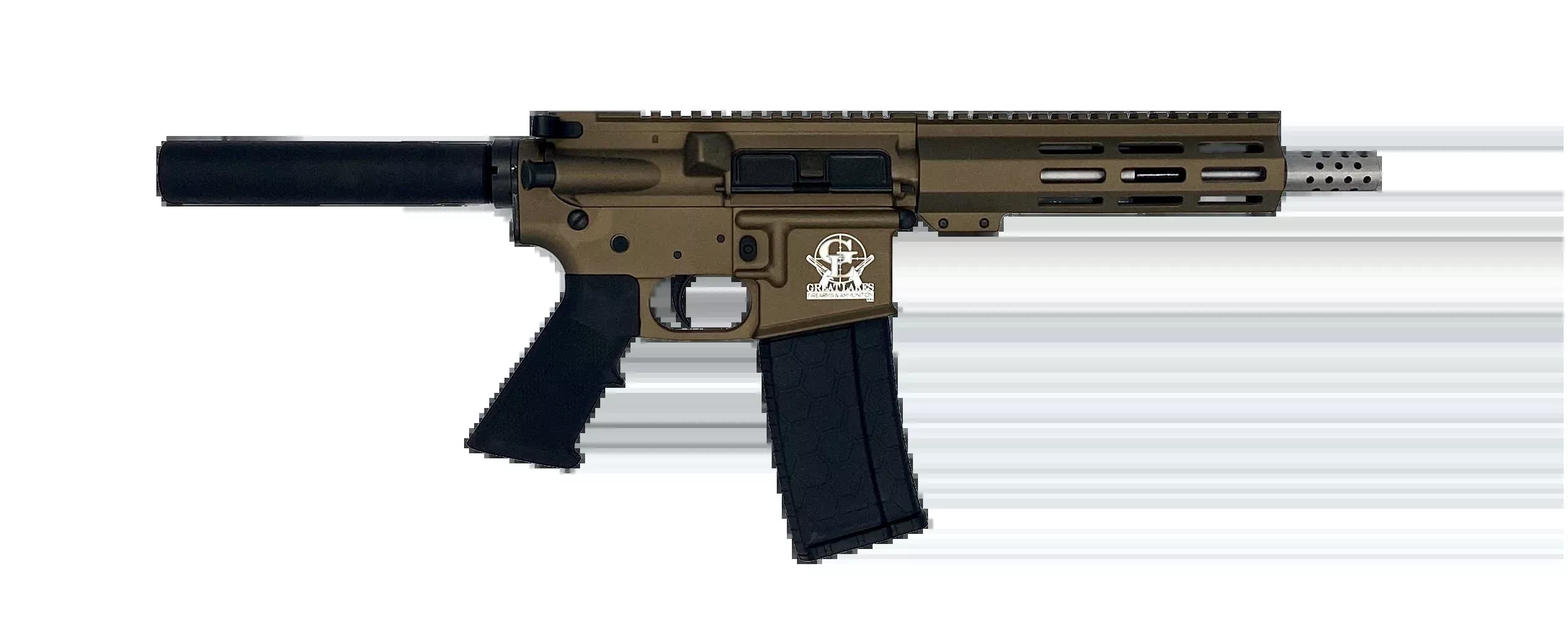 Great Lakes Firearms GL15 223 Wylde 7.50" 30+1 Semi-Auto AR-15 Pistol - Bronze