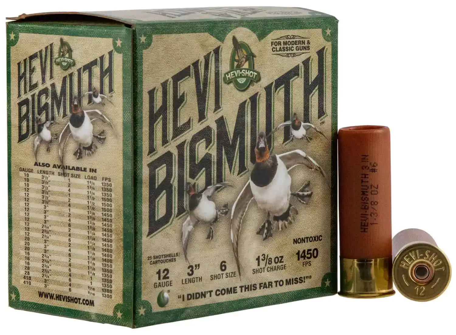 HEVI-Shot HS14006 HEVI-Bismuth12Gauge 3″ 1 3/8oz Bismuth 6Shot 25 Per Box/10 Case