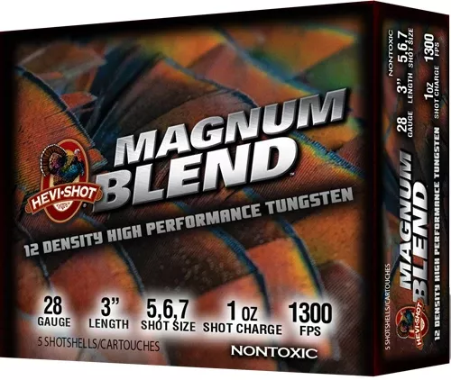 Hevi-Shot Magnum Blend 28 Gauge 3" 1 oz #5/6/7 Tungsten Shot 5 Rd Shotshells - Box or Case