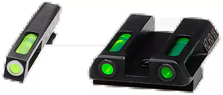 Hiviz GLN321 LiteWave H3 Sight Set for Glock 42/43/43X/48 - Green Tritium White Outline Front / Green Fiber Optic Rear
