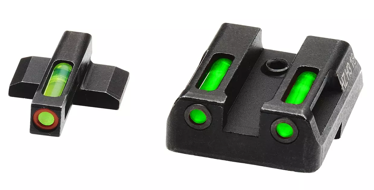 HiViz HKN521 LiteWave H3 Tritium/LitePipe HK VP9, VP40, HK45, P30Black | Green Tritium with Orange Outline Front Sight Green Fiber Optic Rear Sight