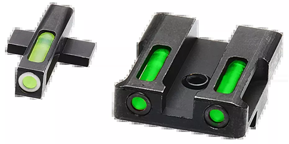 HiViz XDN321 LiteWave H3 Sight Set for Springfield XD - Green Tritium White Outline Front / Green Fiber Optic Rear