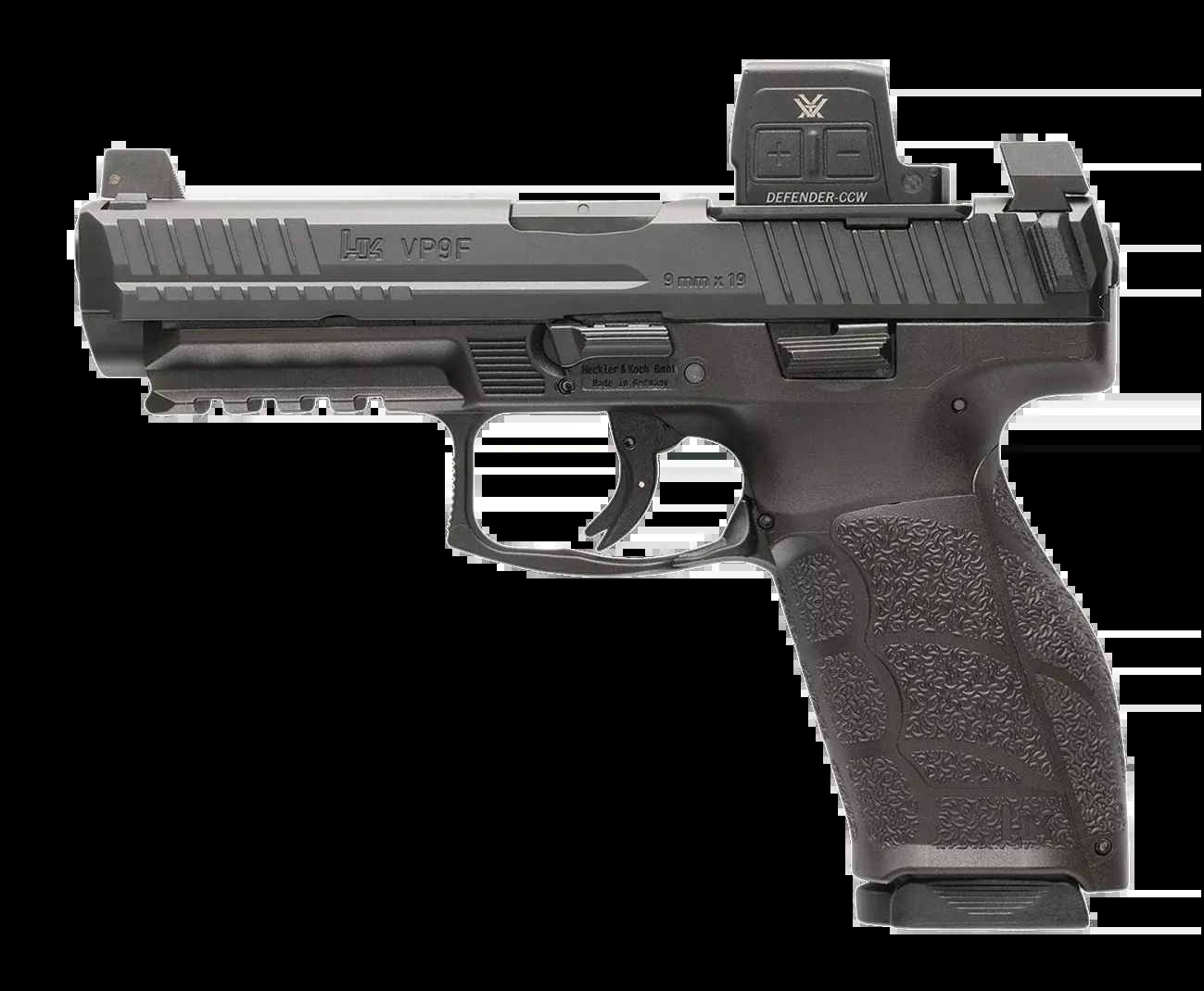 HK VP9A1 F 9mm Luger 4.53" 15+1 Semi-Auto Pistol w/Vortex Defender CCW