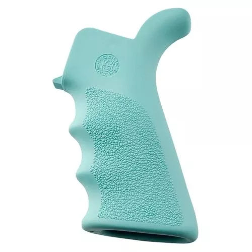 Hogue 13024 Rubber Grip Beavertail with Finger Grooves AR-15 Textured Aqua Blue