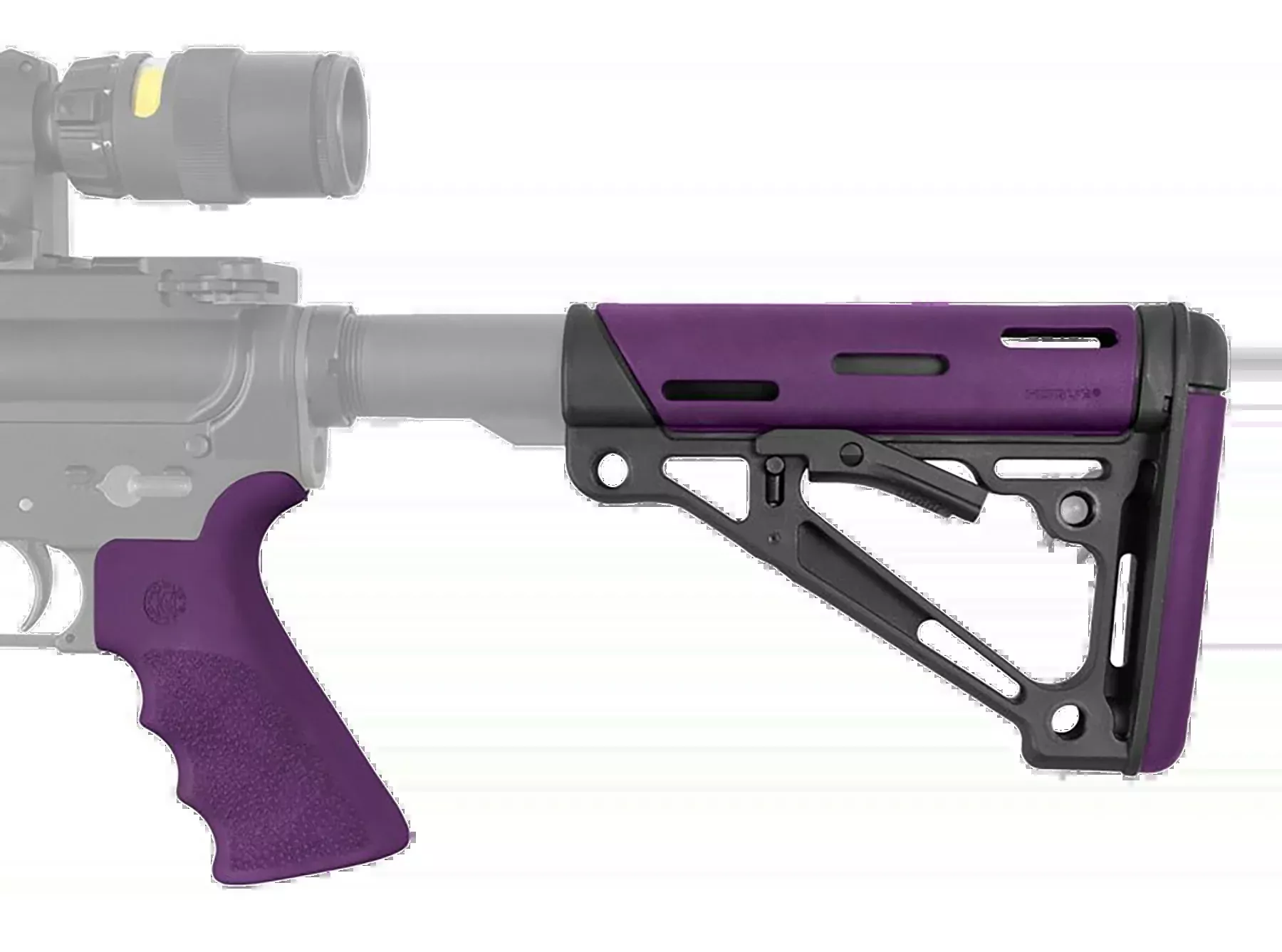 Hogue 15655 OverMolded 2-Piece Kit Purple Rubber Collapsible Stock w/ Beavertail Grip for AR-15/M16/M4