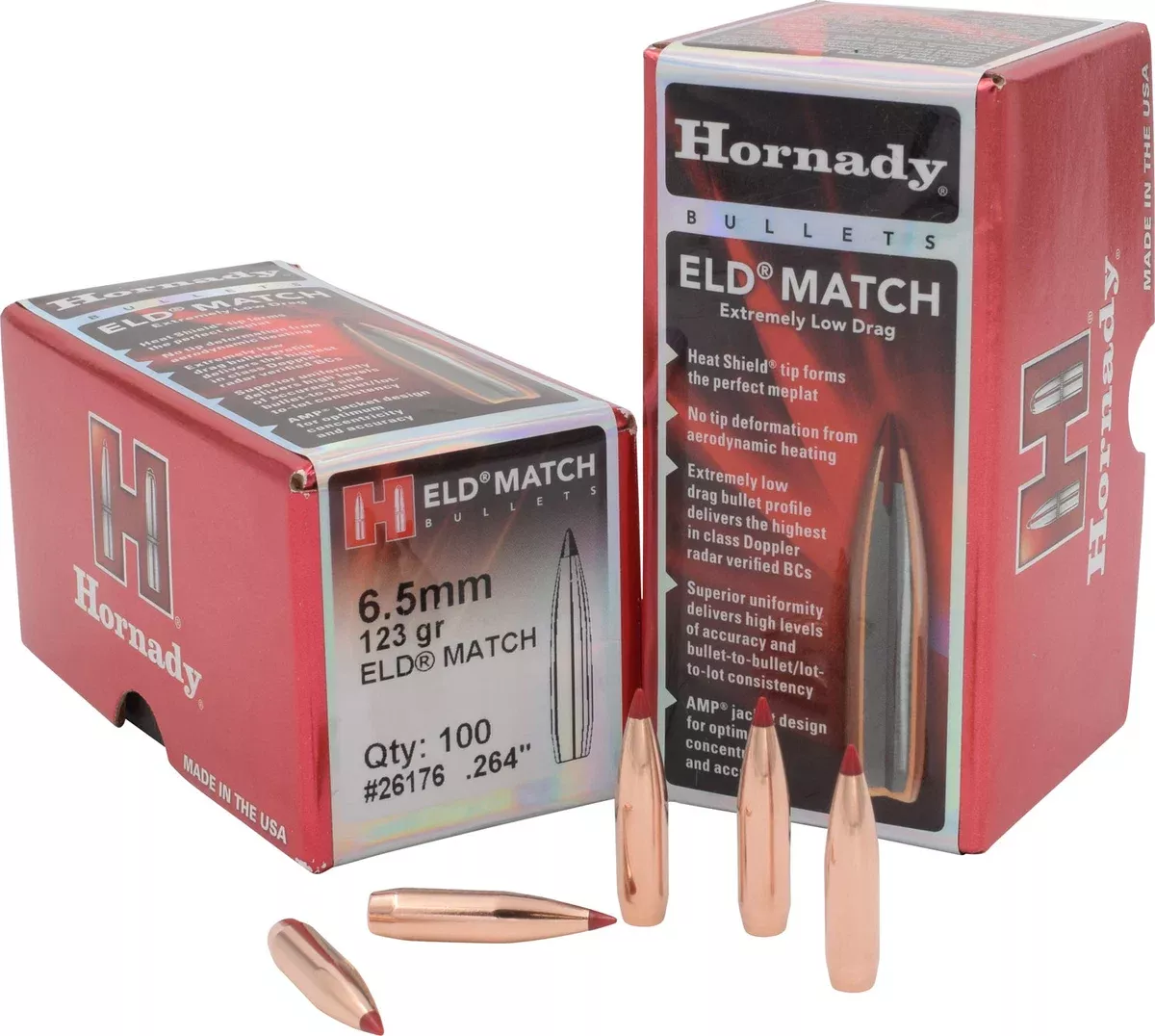 Hornady 26176 ELD Match6.5mm .264 123 gr Extremely Low Drag Match 100 Per Box/ 25 Case