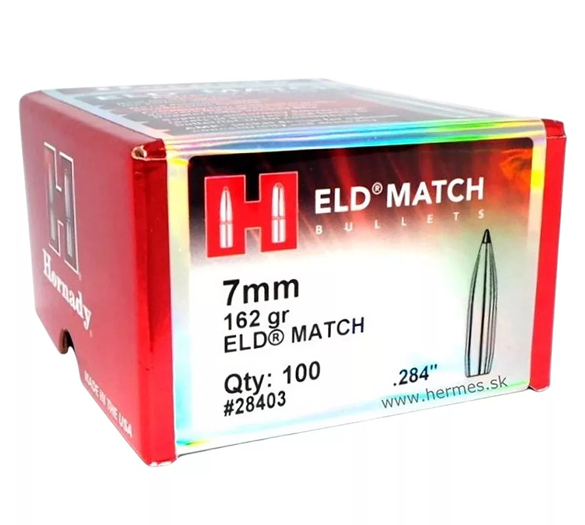 Hornady 28403 ELD Match7mm .284 162 gr Extremely Low Drag Match 100 Per Box/ 15 Case