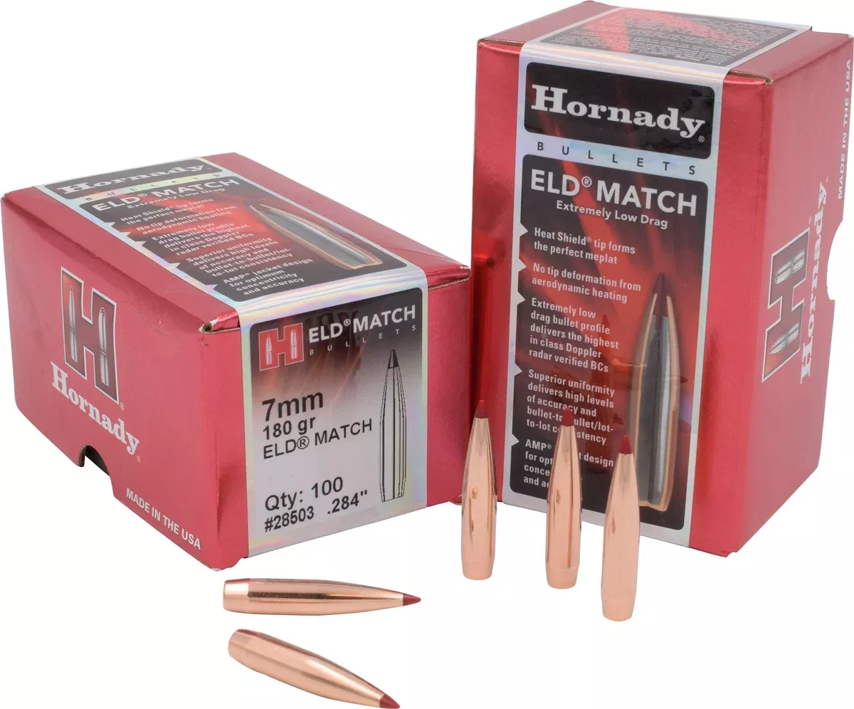 Hornady 28503 ELD Match7mm .284 180 gr Extremely Low Drag Match 100 Per Box/ 15 Case