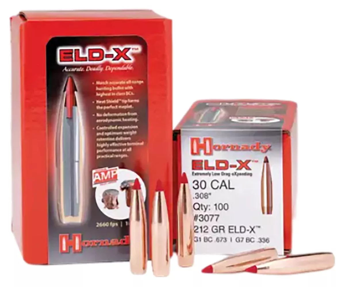 Hornady 3077 ELD-X30 Cal .308 212 gr Extremely Low Drag eXpanding 100 Per Box/ 15 Case